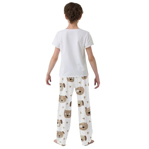 Boys' Pants Brown Cute Dog Long Bottoms Jogger Pants Elastic Waist Trousers with Pockets S-XL3