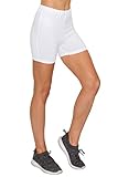 EttelLut Running Yoga Walking Bike 3' Cotton Leggings Athletic Shorts for Women White S