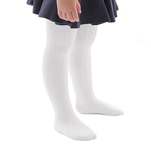 Image of Marchare Baby Girls Tights Thick Solid Cable Knit Leggings Winter Warm Stockings For Toddler Girls 1 /2 /3 /4 /5 Pack
