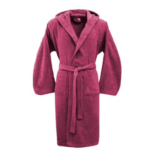 BASSETTI Peignoir avec capuche série Vivian, certifié Oeko-tex®, en éponge souple 100% coton très absorbant. Italy Designed, Pourpre, S
