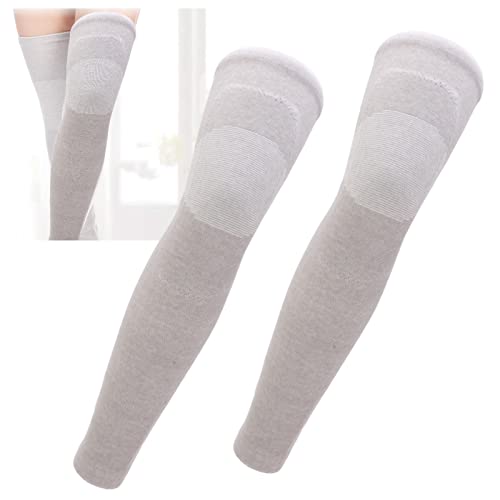 Manga de joelho térmica, 1 par confortável joelheiras de inverno engrossar Nylon + fio de algodão pa