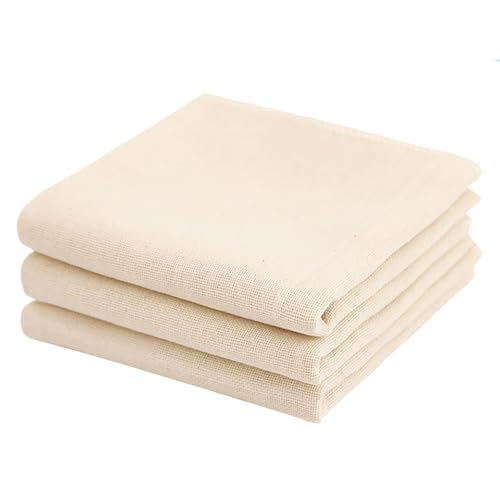 vaolmlop 3 Stück Passiertuch, 50 x 50 cm Käsetuch,Wiederverwendbar und Waschbar,zum Sieben von Saft,Käse,Tee,Nussmilch,Suppe,Joghurt,Tofu