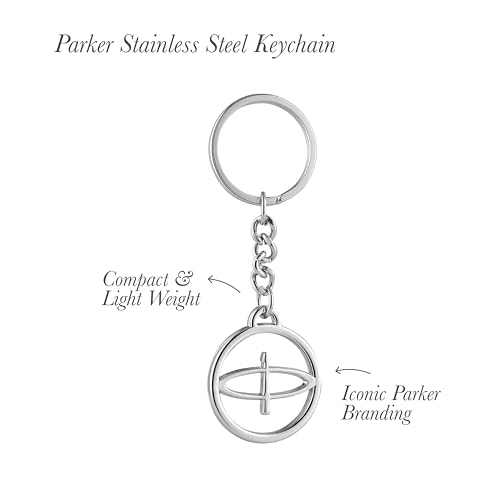Image of Parker Vector Standard Chrome Trim Ball Pen and Silver Key Chain, Red Body, Blue Ink, Fine Point - Gift Set for Professionals, Executives, and Students