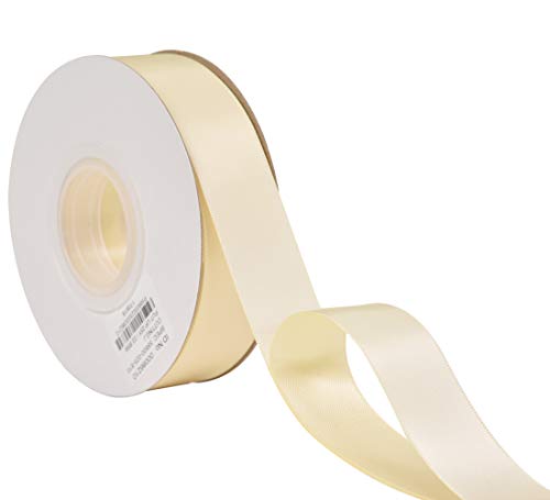 Yama Double Face Satin Ribbon - 1 Inch 25 Yards For Gift Package Wrapping,Floral Design,Hair Bow Clip Making,Crafting,Sewing,Wedding Decor, Ivory #TOP1