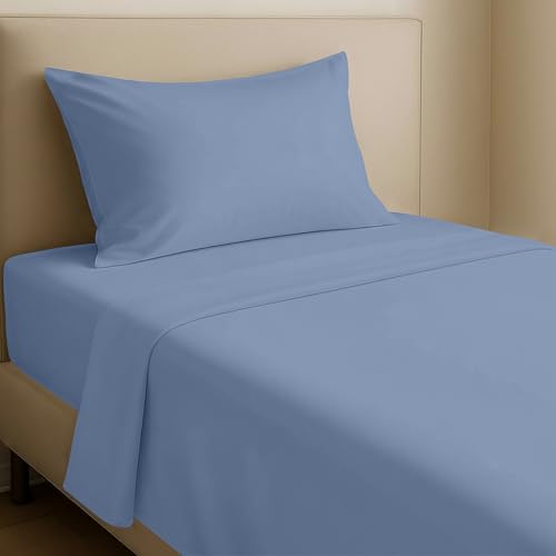 California Design Den Twin Sheets Set - Natural 100% Cotton Sheets with Deep Pockets, Soft Sateen Weave, Breathable and Durable Bedding Set for Dorm Rooms, College (Blue Hydrangea)