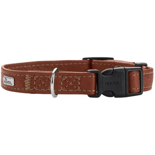HUNTER Canadian UP Dog Collar, Colour: Cognac, Small Dogs, Puppies, Soft, Supple, Leather, Gentle on Fur, Sustainable