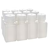 EISCO - Pack of 12, Sterile 60mL Square HDPE Reagent Bottles with Wide Mouth Polypropylene Caps, Translucent, Non-Autoclavable, Leak-Proof, Chemical Resistant, -100°C to 120°C, Lab and Industrial Use