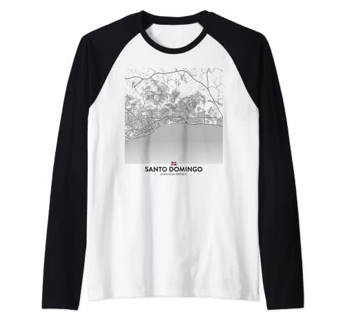 Bandera de mapa de Santo Domingo Camiseta Manga Raglan
