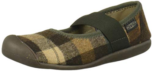 KEEN Women's Sienna MJ Plaid Mary Jane Flat, Brown/climbing ivy, 8.5 M US