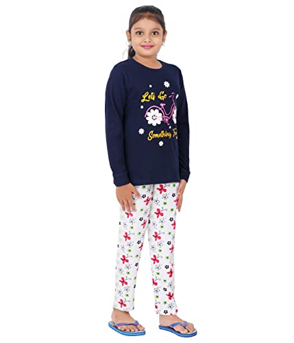 Image of MIST N FOGG Girls' Printed Cotton T Shirt and Pyjama Set /Nightwear /Top and Pyjama Set