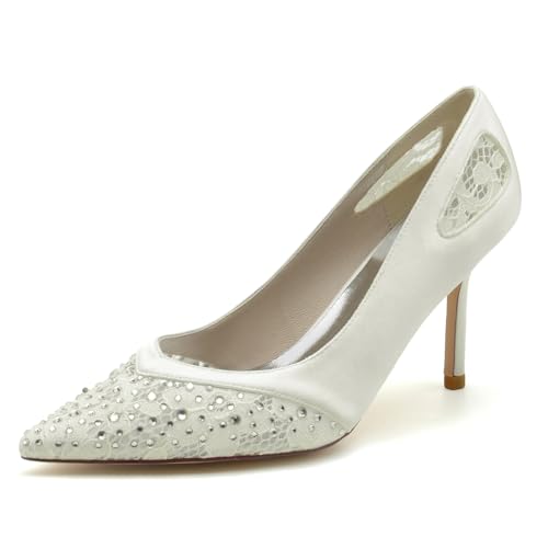 Escarpins de mariée confortables à talon stylet 8.5cm en satin