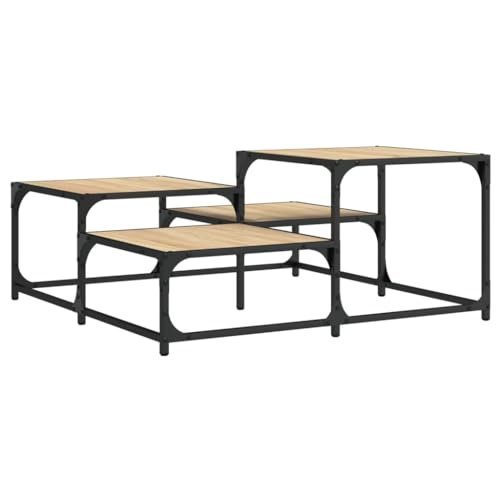 vidaXL Table Basse, Table d'Appoint avec Pieds, Bout de Canapé, Meuble de Rangement Salle de Séjour, Industriel, Chêne Sonoma Bois d'Ingénierie