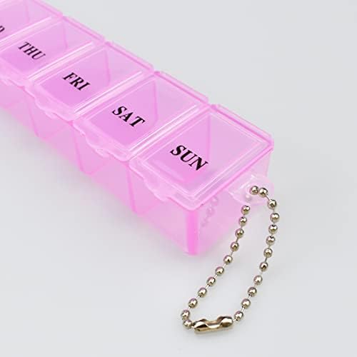 2 Pcs Pill Box Organiser 7 Day One Time a Day Pill Dispenser Storage Case for Medication Supplements Vitamins and Cod Liver Oil