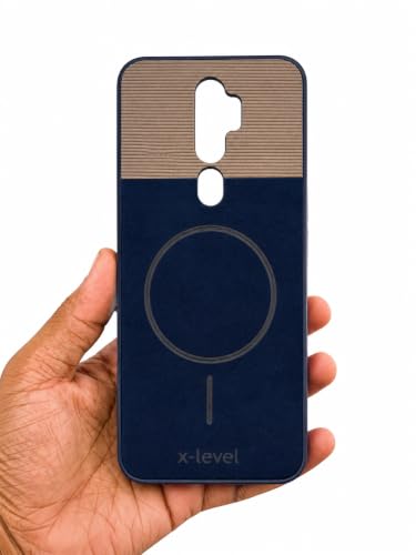 Image of Bintage 2in1 Hard Slim Back Case | Soft Border Camera Protect | Dual PU Leather Finish Back Cover Compatible for Oppo A5 2020 - Royal Blue