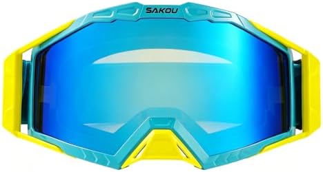 SAKOU Beschlagfrei Motocross Brille,Motorradbrille für Damen Herren | Antibeschlagene und blendfreie PC‑Linse mit UV400‑Schutz