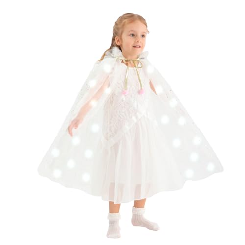 Capa de princesa con luces LED para niñas, tul 2 capas miniatura 3