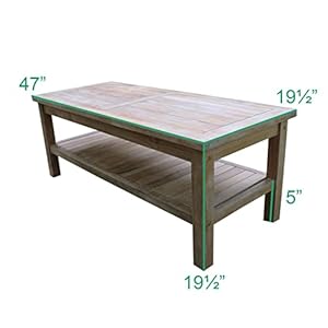 TITAN GREAT OUTDOORS 47in Grade A Teak Outdoor Coffee Table with Shelf, Indoor Outdoor Patio Furniture TITAN GREAT OUTDOORS 47in Grade A Teak Outdoor Coffee Table with Shelf Indoor Outdoor Patio Furniture