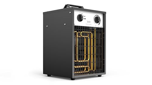Bimson Power 3kW Electric Space Heater 10 000 BTU Fan Heater Portable Indoor Room Heater for Home Office Garage Greenhouse Camping Tent Adjustable Thermostat 2 Heat Settings 12-Month Warranty
