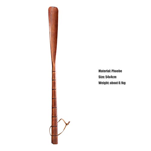 Yizc Shoe Horn With Cow Leather Strap For Men Women Kids And Seniors,Long Handle Wooden Shoe Horn,Portable Shoe Lifter With Hanging Hole-C 54X4Cm(21"X1.5") #TOP5