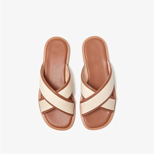Women's Canvas Cross Band Slippers - Square Toe Mixed Color Summer Beach Flats3