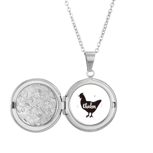 Collier avec médaillon poule au design bicolore contrasté