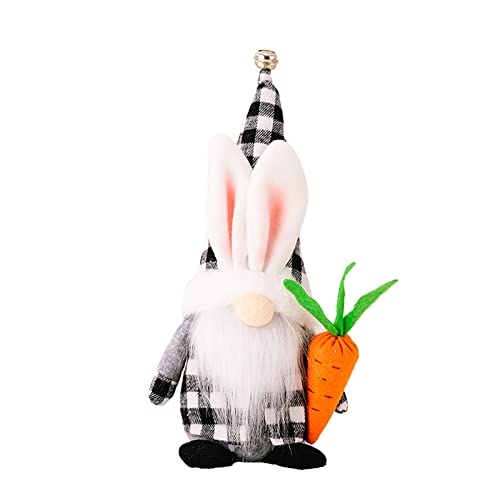 イースターバニーGnomeホームデコレーションバッファロー格子縞のウサギのぬいぐるみ人形春のイースター置物Gnome Dwarf家庭用バニー装飾パーティーホームオーナメント用629