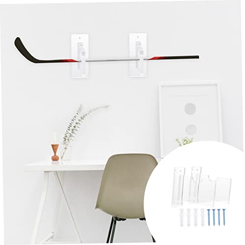 BESPORTBLE 1 Conjunto De Suporte De Parede De Bastão De Hóquei Prateleira De Montagem Parede Cabides