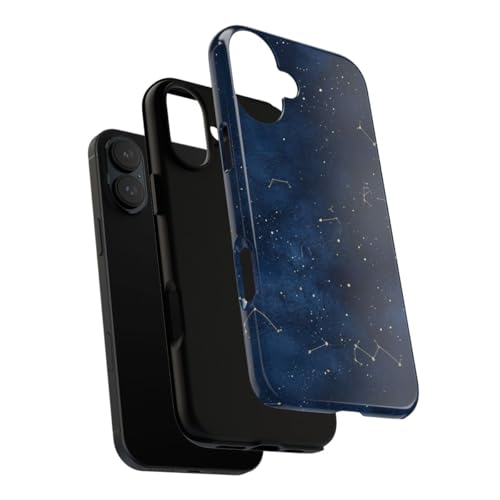 Coque rigide brillante iPhone 16 Plus constellation bleue de haute finition