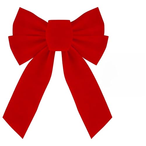 Grand nœud rouge - Décoration - Couronne - Pas de montage pour emballage cadeau - Fleurs - Artisanat - Emballage de mariage, anniversaire, fête, jardin - 23 x 33 cm (ruban 6 cm)