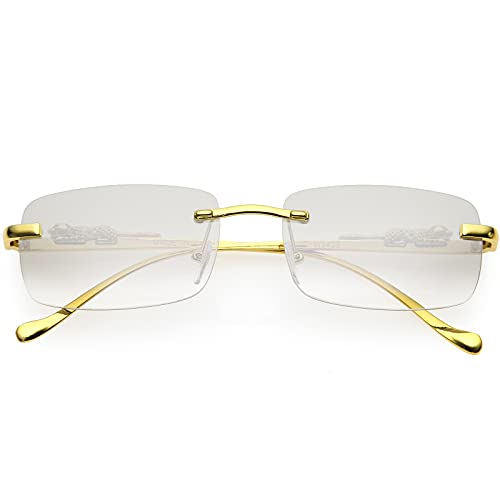 Image of zeroUV Luxe Jaguar Metal Plated Temple Rimless Vintage Square Sunglasses D244