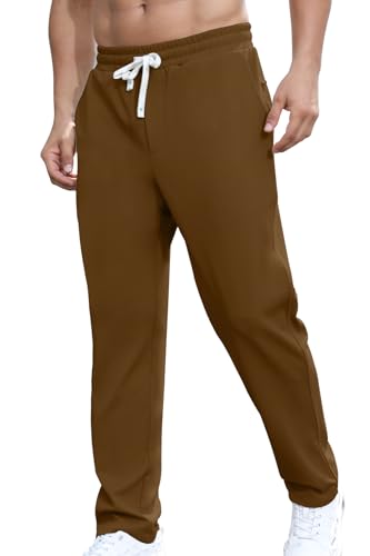 Men's Casual Pants Elastic Waist Drawstring Workout Athletic Hiking Chinos Jogger Pants with Pockets