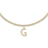 Letter G Necklaces for Women 14K Gold Plated Cubic Zirconia Initial Choker Tennis Chain Necklace