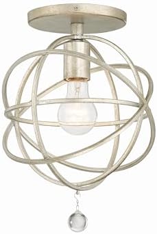 Crystorama Solaris 1 Light Olde Silver Semi Flush Mount