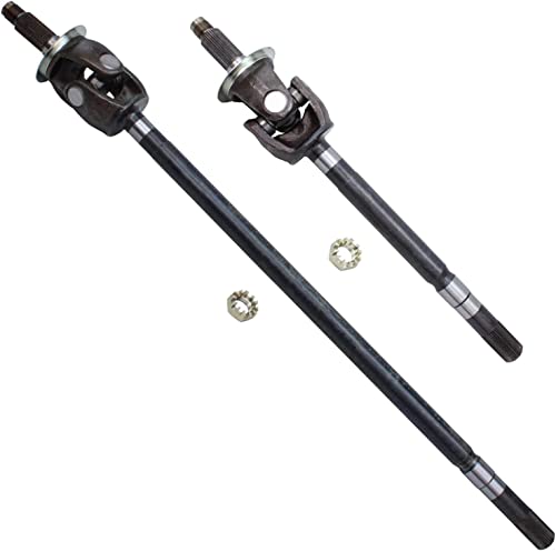 Image of Detroit Axle - Front 2pc U-Joint Axles for 03-08 Dodge Ram 2500 3500, 2 U-Joint Axles Assembly 2003 2004 2005 2006 2007 2008 Replacement