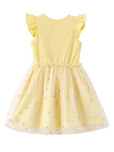 Image of Disney Princess Frozen Elsa Minnie Stitch Toddler Girl Tulle Tutu Dress Ruffle Sleeve Mesh Summer Birthday Party Clothes 2-9Y