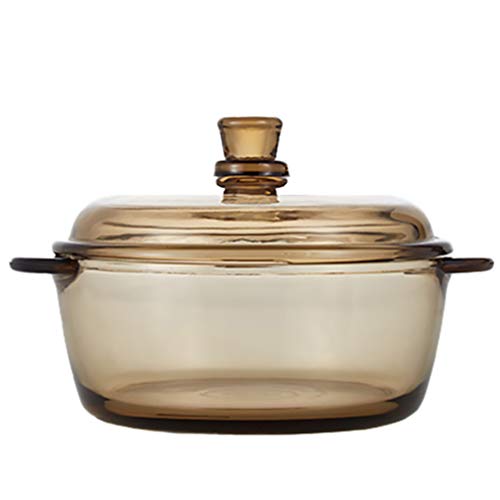 HEMOTON Glass Pot Stovetop Pot with Lid Glass Cooking Saucepan Heat-Resistant Oven Bowl Soup Noodle Bowl Cookware for Home Kitchen