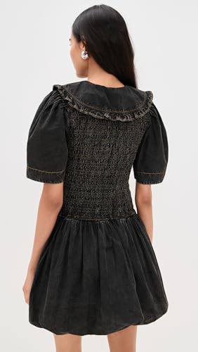 Women's Garment Dyed Cotton Mini Smock Bubble Dress3