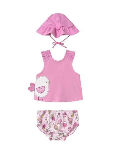 Conjunto de baño Mayoral para bebé niña con gorrito playero color chicle