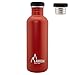 Laken Basic Botella de Acero Inoxidable con Tapón de Rosca Acero y Boca Ancha 1L, Rojo