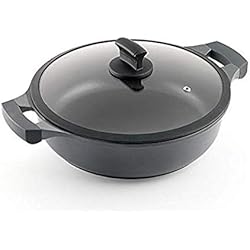Cacerola Baja Magefesa METALTEX XPERT-Cacerola Baja Aluminio Fundido, 28 cm, Antiadherente ILAG 3 Capas, Full Induction válido para Todo Tipo de cocinas, 50 W, 5.3 litros, Negro