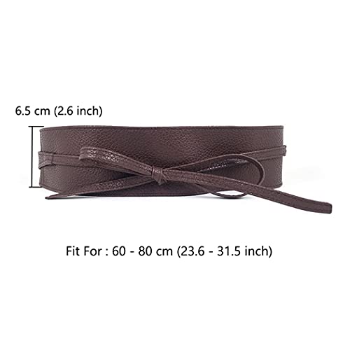 Womens PU Leather Corset Cinch Waistband Waspie Waist Belt Retro Tied Wide Belt Bandage Girdle Wrap Bowknot Band Bow Tie Faux Leather Obi Boho Style for Girls Halloween Costume – Dark Brown3