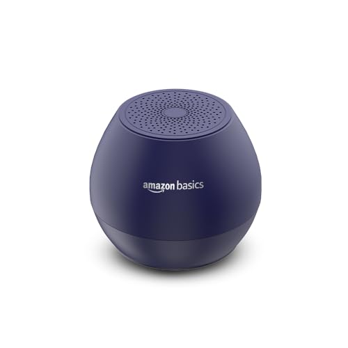 Image of Amazon Basics 5W Mini-Bluetooth Speaker with Upto 30Hrs Playtime, TWS Function, Powerful Bass, Immersive Sound, 40mm Driver BT 5.0, MicroSD Card Slot, USB Support, and IPX5 Water Resistance (Blue)