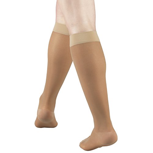 Image of Truform Sheer Compression Stockings, 15-20 mmHg, Women's Knee High Length, 20 Denier