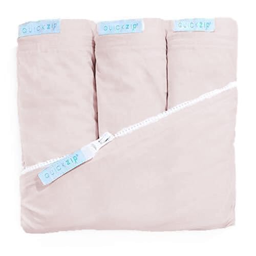 Image of QuickZip Crib Sheet Set - Faster, Safer, Easier Baby Crib Sheets - Includes Blush Wraparound Base & 3 Zip-On Crib Sheets - Blush 100% Cotton - Fits All Standard Crib Mattresses