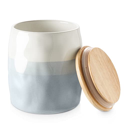 Dowan Kitchen Canister For Countertop, Ceramic Food Storage Jar 45 Fl Oz, Coffee, Tea, Flour And Sugar Canisters, Coffee Canister With Wooden Airtight Lid, Gradient Blue #TOP24