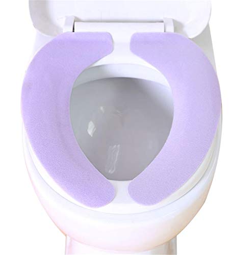 便座カバー トイレ用品 4組入 ソフト 吸着タイプ 貼るピタ トマット便器マット 抗菌 防臭 通用型 洗える トイレシートカバー (パープル)
