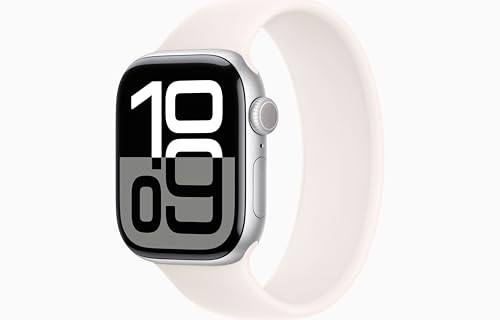 Apple Watch Series 10 [GPS + Cellular, 42mm] - Silver Aluminum Case with Light Blush Solo Loop, Size 2 (Renewed)