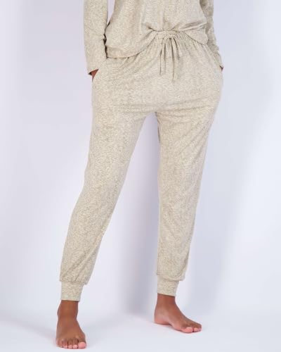 Image of Real Essentials 2 Pack: Women's Soft Long Sleeve Sleep Set - Comfortable Lounge Pull Over Hoodie and Henley Jogger