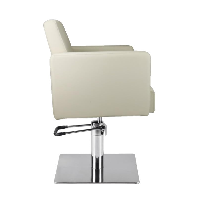 Fauteuil de Coiffure Inclinable Victoria Deluxe, Chaise de Coiffure Professionnelle, en Similicuir, Moderne, Capacité 200 kg, Pompe Hydraulique Blocable, 65 cm Hauteur - Crème