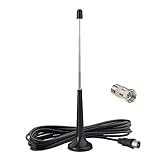 Superbat Telescopic FM Antenna Replacement Kit with Magnetic Base + F to TV Adapter for Yamaha Pioneer Danon Stereo Receiver Indoor TV Tuner DVB FM Radio etc.
